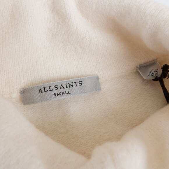 All Saints Lock Roll Neck Relaxed Fit Jumper Wool Yak Blend Soft Chalk White - Picture 6 of 14